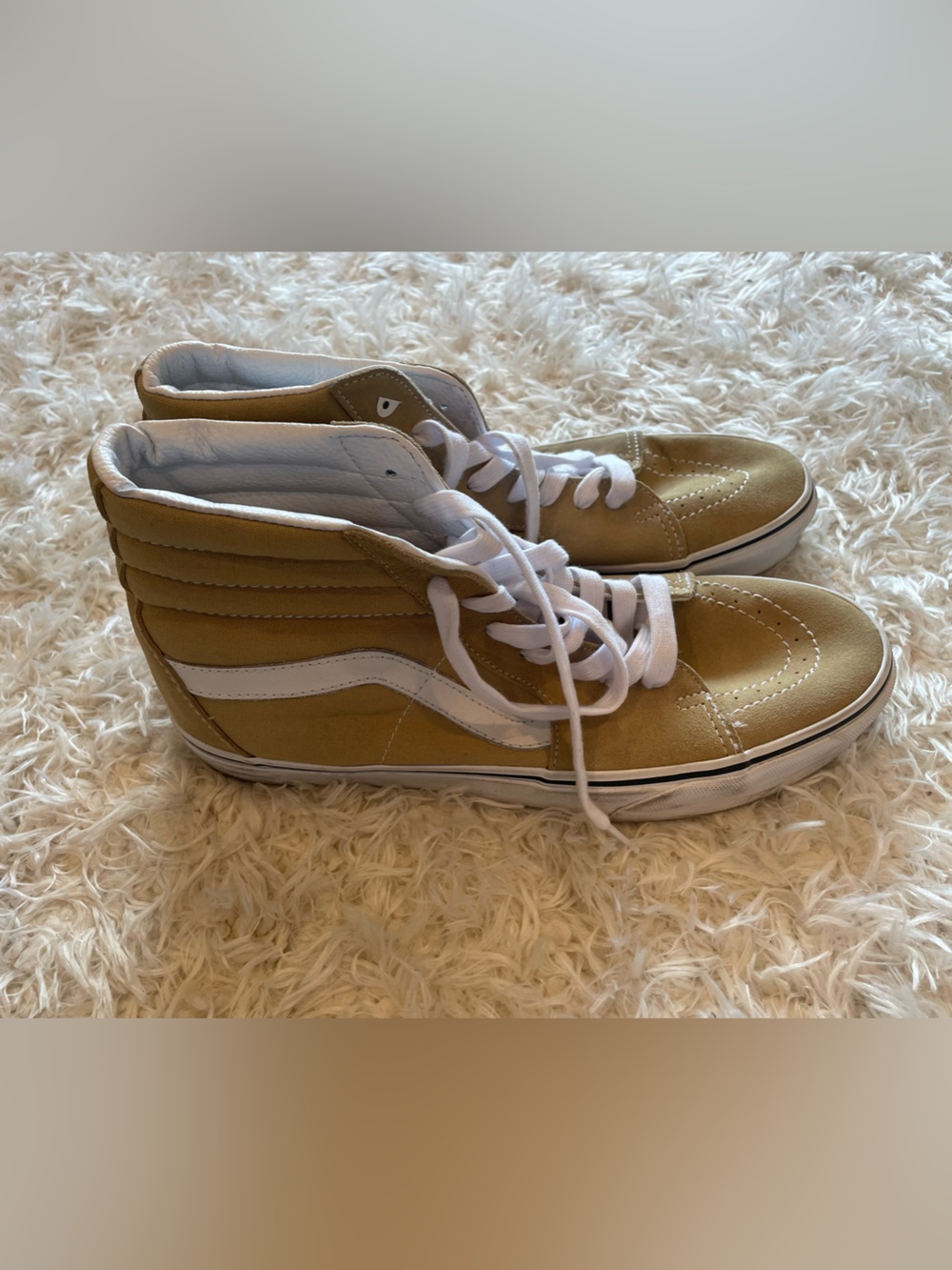 Vans High-Top Sneakers in Tan and White